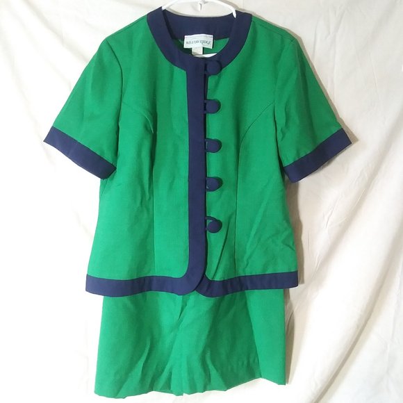 Vintage Dresses & Skirts - Vintage 80s Green/Blue Skirt Suit